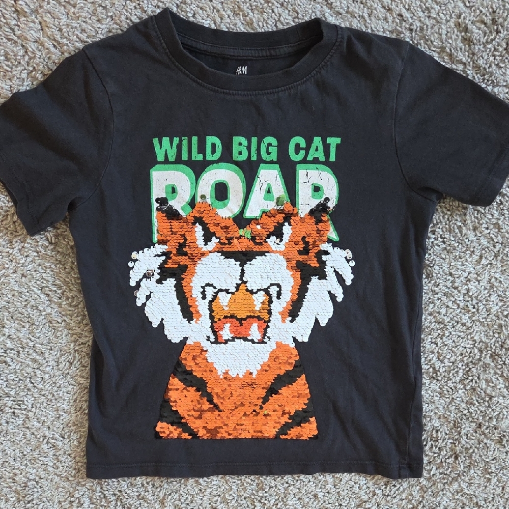H&M Kids Black Tiger Graphic Tee